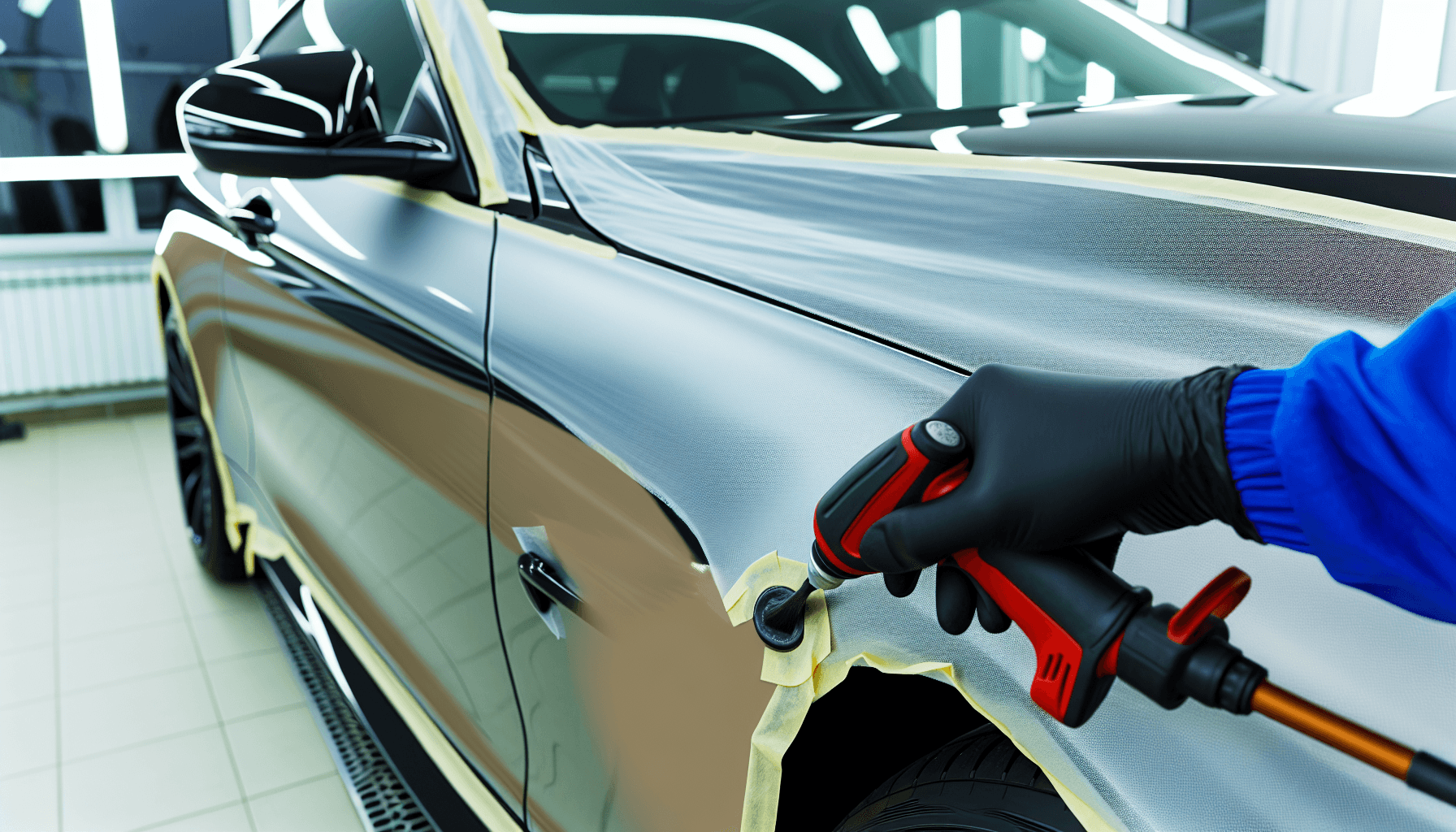 A car with a shiny, waxed surface